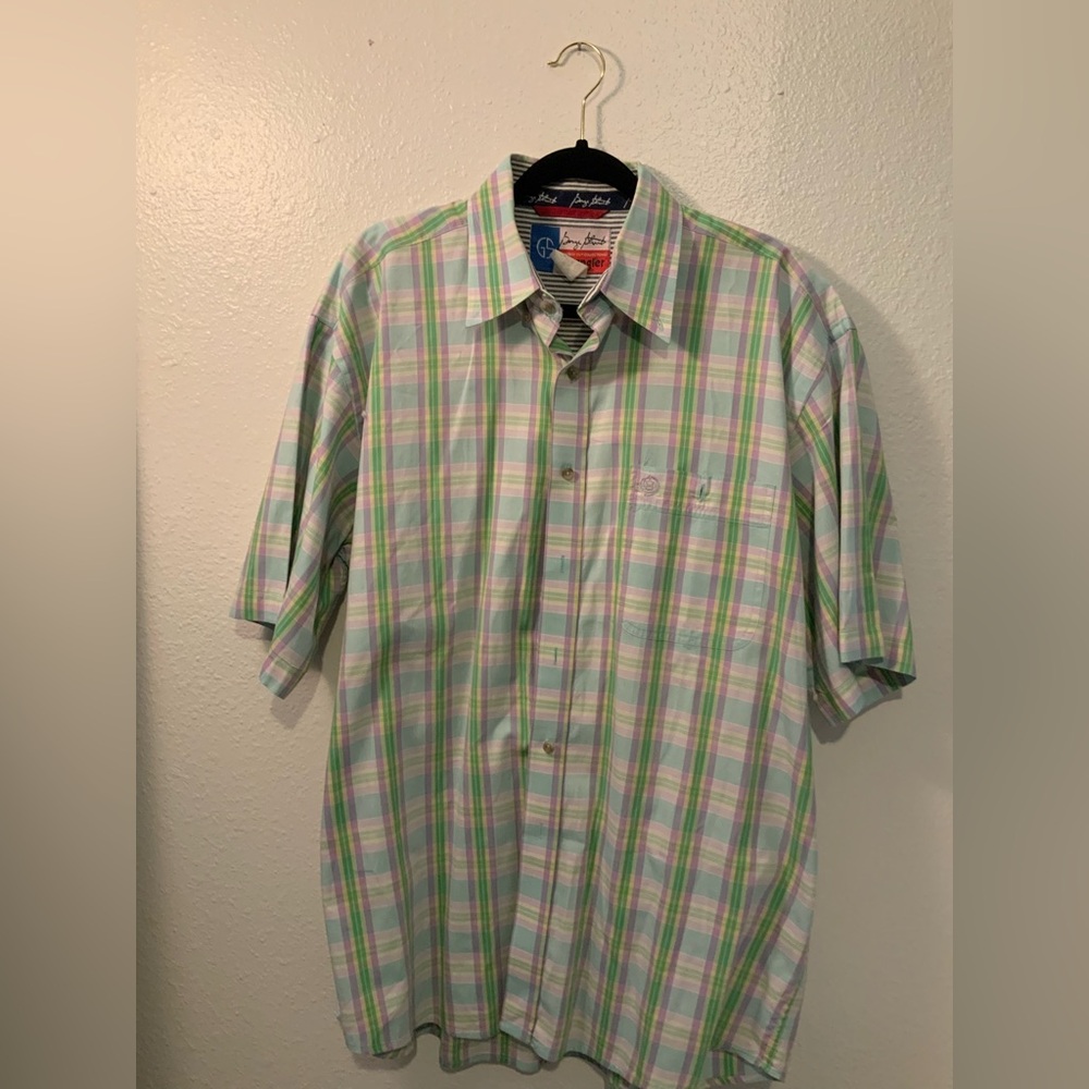 George Strait Wrangler Casual Plaid Western Button Down Shirt Size L